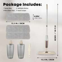 Spray Mop Broom Set Magic Flat Mops For Floor Home Cleaning Tool Brooms Household With Reusable Microfiber Pads Rotating Mop - Beige - View 2