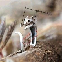Cute Rat Ring Silver Plated Adjustable Cuff Ring Lovely Ornament For  Match Daily Outfits Special Party Decor - Silver - View 2