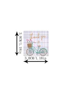 500 piezas/rollo Pegatinas con dibujos de agradecimiento - Multicolor - Ver 2