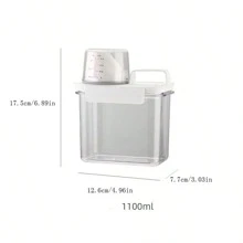 1pc Airtight Laundry Detergent Dispenser Powder Storage Box Clear Washing Powder Liquid Container With Lids Jar - White - View 7