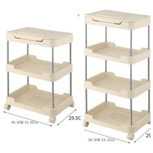 1pc Small Stroller Rack, Kitchen Floor Storage Rack, Living Room Bedroom Bedside Multi-Layer Storage Rack With Wheels, Snack Car Back To School - Apricot - View 7