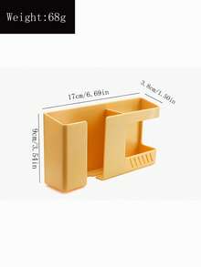 1pc Wall Mounted Storage Box For TV & Air Conditioner Remote Control, Phone Charging And Small Item Storage, No-Drill And Damage-Free - Yellow - View 3