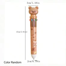 10 Colors Cartoon Ballpoint Pens, Click Ball Pens, Student Stationery Multi-Color Journaling Pens Drawing Pens Back To School - Multicolor - View 2
