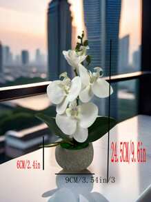 1 件仿真蝴蝶兰盆栽，情人节礼物 - 白色 - 查看 5