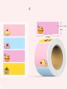 1 Roll 280pcs Cartoon Student Name Stickers, Waterproof & Tear-Resistant, For Classroom Supplies, Notebooks, Textbooks Back To School - Multicolor - View 4