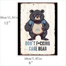 1pc Tinplate Car Plate Wall Decor With Personalized Design And Creative Metal Craft For Living Room/Bar - M202311-10 Bear - View 2