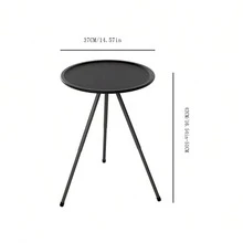 Mesa plegable portátil de aleación de aluminio para exteriores, mesa de café ligera para camping con altura ajustable, pequeña mesa redonda - Negro - Ver 7