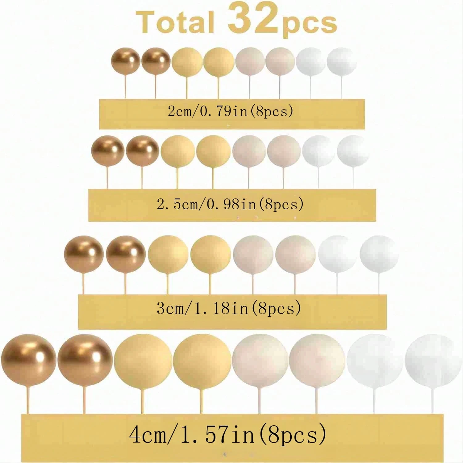 32 Pcs Ball Cake Topper Decorations Yellow Balloons Cake Topper Sticks