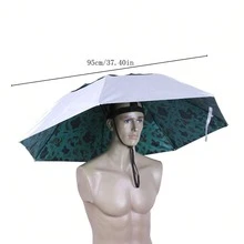 Sombrero-paraguas de tres pliegues con protección UV y correa ajustable, sombrero-paraguas de pesca, sombrero-paraguas manos libres - camuflaje - Ver 6
