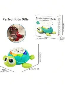 Baby Turtle Activity Early Education Developmental Toy With Light, Music, Starlight Projection, Omni-Directional Crawling And Automatic Obstacle Avoidance Function - Green - View 2