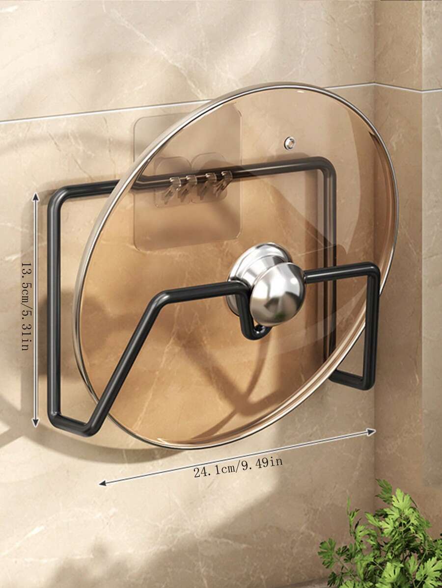 Multi-Functional Wall-Mounted Pan Lid Holder Without Drilling, Kitchen Organizer Rack For Cutting Boards, Pots And Pans - Black - View 1
