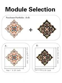 21/42PCS Bohemian Retro Marble Pattern Self-Adhesive Waterproof Diagonal Stickers Wear-Resistant And Dirt-Resistant Not Warped Peel And Stick Home Decoration And Beautification Stickers - Multicolor - View 5