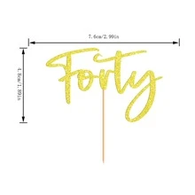 24 PCS 40th Birthday Cupcake Decoration 40 And Fabulous Cup Cake Topper - Gold - View 3