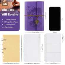 Leather Journal With 2 Pockets, Travel Diary, Vintage Refillable Writing Notebook For Women, Men, Girls & Boys, 100GSM Blank Paper, 160 Pages (A6 7.3inch X 1.1.2inch) Back To School - Multicolor - View 2