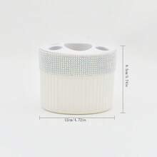 1 hộp đựng bàn chải đánh răng & kem đánh răng đính đá, hộp đựng đồ trang điểm nhiều ngăn có thể tháo rời, hộp đựng mỹ phẩm để trên mặt bàn phòng tắm, phòng ký túc xá - Nhiều màu - Xem 2