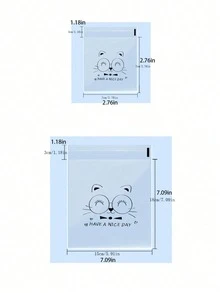 100 piezas Bolsa de pan con gráficos de dibujos animados, bolsa transparente y linda para donas y panadería - gato - Ver 6
