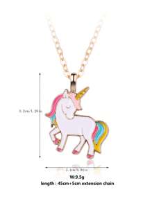 1 peça Colar Pendente de Unicórnio Animal Feminino em Liga de Zinco com Pingente de Óleo Colorido, com Corrente Dourada, Adequado para Uso Diário, Joia