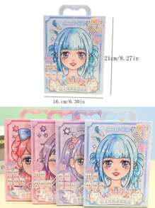 1 pezzo Set trucco e pittura principessa per ragazze, gioco di vestizione, libri da colorare fai-da-te, adesivi principessa, taccuino con adesivi per ragazze carine (1 libro, 10 fogli)