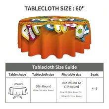 1 块，涤纶桌布，生日派对桌布，防水防皱 60 * 60 英寸桌布，用于家庭厨房和晚餐装饰、房间装饰 - 彩色 - 查看 4