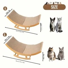 1pc Durable Crude Wood Cat Rocking Chair With Non-Shedding Corrugated Cardboard, Comfortable Lounger For Cats - Bronze - View 10