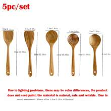 4pcs/5pcs/7pcs/Set Wooden Kitchen Utensils Set, Cooking Non-Stick Wooden Spoon Spatula, Suitable For High Temperature Cooking - Multicolor - View 7