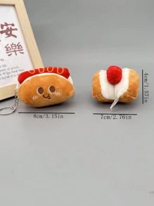 1 pieza Colgante de peluche con diseño de hamburguesa, perro caliente, pierna de pollo y papas fritas, adorno colgante creativo para mochila, decoración del hogar