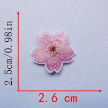 10入組粉色和白色梅花刺繡布貼紙，適用於裝飾