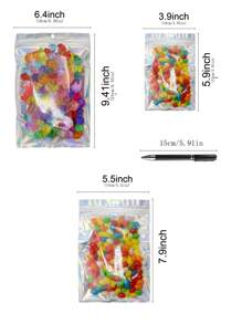 100 个装全息铝箔自封袋 - 各种尺寸，防异味，铝箔拉链礼品袋，适用于派对礼品、食品储存、糖果、零食、文具、珠宝、发饰、家居及商务用途