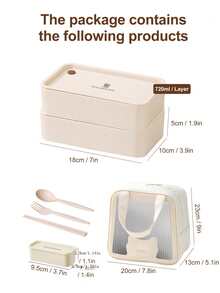 WORTHBUY 隨身攜帶雙層便當盒套裝，附餐具和保溫袋，可微波加熱的水果沙拉食物盒，適用於學生和上班族 - 彩色 - 查看 7