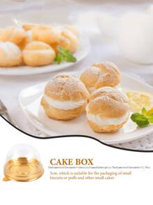 50pcs Disposable Round Cake Boxes For Wedding, Party And Baking Packaging - Gold - View 3