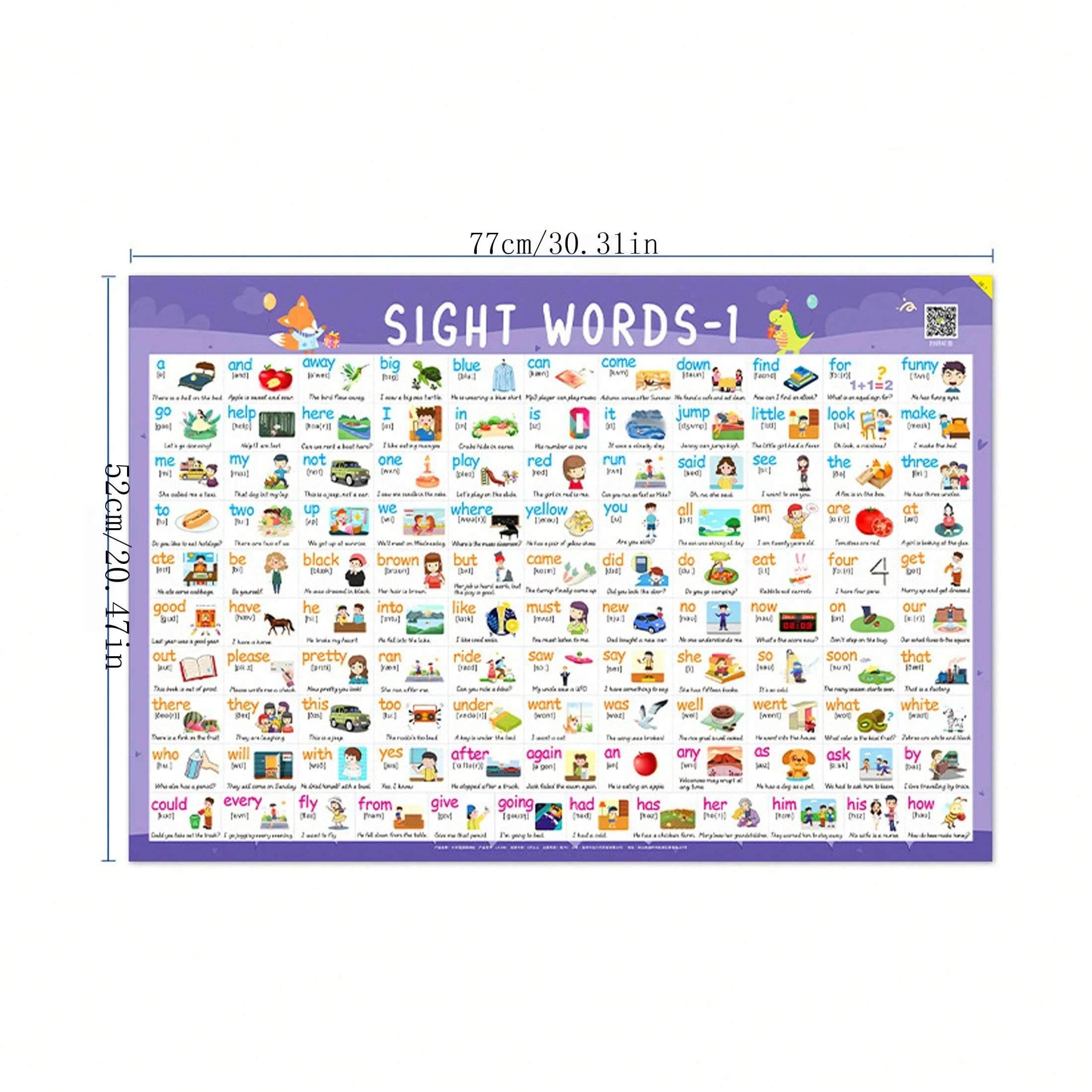 2pcs/Set 220 High-Frequency Sight Words English Word Cards Wall ...