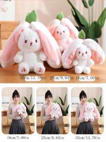 1pc Strawberry Bunny Transforming Bunny Doll Doll Ragdoll Carrot Rabbit Rabbit Plush Doll Girl Sleep Pillow , Cute Decompression Plush Toys - Multicolor - View 2