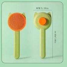 熊頭自潔梳現貨批發，彩色寵物梳理梳適用於狗貓除去浮游毛 - 黃色 - 查看 3