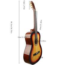 Guitarra clásica de 39 pulgadas con cuerdas de nylon y tamaño completo, guitarra acústica redondeada para principiantes, estudiantes y adultos - Multicolor - Ver 3