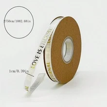 1pc 10mm X 30yd Printed Letter (LOVE IS ETERNAL) Foil Trim Ribbon, Christmas Gift Wrapping - Multicolor - View 5