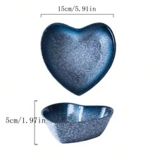 Creative Heart Shaped Ceramic Bowl, Dish, Plate For Salad, Fruits, And Snacks - Multicolor Heart Salad Bowl - View 2