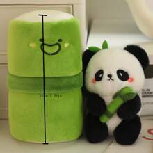 Cute Plush Panda In Bamboo Tube Toy Pendant, Panda Hugs Bamboo Doll Key Chain Bag Charm Decoration, Children's Birthday Gift - Green - View 2