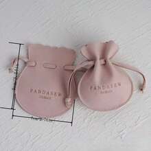 1pc Jewelry Storage Bag Round Drawstring Pouch Faux Suede Fabric Bag Bottom Drawstring Velvet Bag For Jewelry Item Earphone Necklace Gift Packaging - Multicolor - View 3