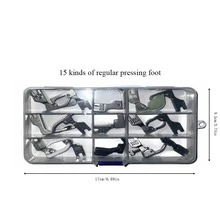 15pcs Industrial Flat Machine Presser Foot Set, Including 15 Commonly Used Presser Feet For All Flat Sewing Machines - Silver - View 2
