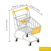 1pc Mini Simulation Supermarket Shopping Cart, Hand Push Cart, Pretend Play Model Toy, Storage Cart - Multicolor - View 22