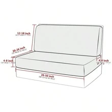 Silver Fox Fur Solid Color Stretch RV Dining Booth Seat Cushion Cover, Double Furniture Protection For Caravan/Bench Seat - Black - View 2