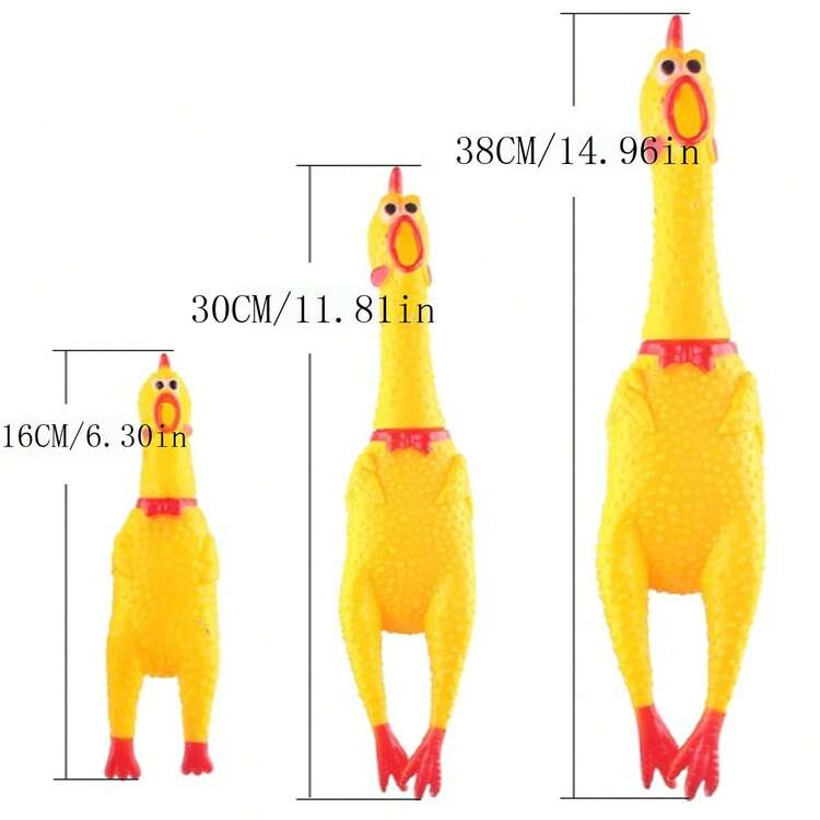 1pc Rubber Chicken Squeaky Toy, Yellow Rubber Chicken Toy, Various Sizes Funny Squeeze Toy, Classic Prank Gift, Novelty Toy, Squeezing Squeaky Chicken For Parties, Pranks, Practical Jokes, And Noise Reduction Gifts - Multiple Styles - View 3
