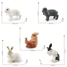 Modelo realista de conejo salvaje de animal sólido en posición sentada, adorno decorativo blanco de conejito para lavarse la cara y decoración - Multicolor - Ver 2