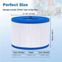4 Packs Type VI Spa And Hot Tub Filter Replacement Cartridge - For Coleman SaluSpa 90352E, 58323E, 58323 Swimming Pool Filter Pump, Bestway Filter, Lay-Z Spa, Intex,Spa Filter Replacement Size 4.1 X 3.1 Inches
