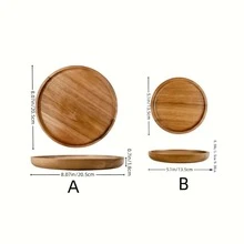 1 khay gỗ hồng sắc, khay tròn, đĩa đa năng dùng cho bữa sáng, món tráng miệng, bánh mì, đồ ăn nhẹ, sushi, bánh ngọt, trà & cà phê, trưng bày trái cây, đồ dùng ăn uống trong bếp, quà tặng trang trí Giáng sinh - Màu vàng - Xem 11