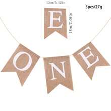 ONE一歲生日派對裝飾織物三角旗掛，長度3m/9.8ft，3入組 - 白色 - 查看 3