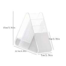 Creative Triangle Multifunctional Pen Holder In Simple Korean Style, Novelty Desk Organizer For Students And Office, New Arrival - White - View 4
