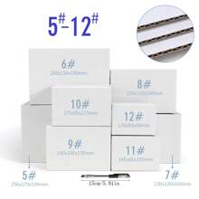 10pcs White/Pink/Black Corrugated Cardboard Postal Boxes, General Shipping Packing Cartons Back To School - White - View 3