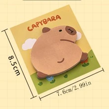 4pcs/Set Random Water Mole Sticky Notes, Cute Capybara Shaped Memo Pads With Strong Adhesive, Cartoon Design And High Visual Appeal For Students