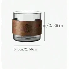 6件装高硼硅玻璃小茶杯家用会客饮茶杯玻璃茶杯带木套隔热茶杯